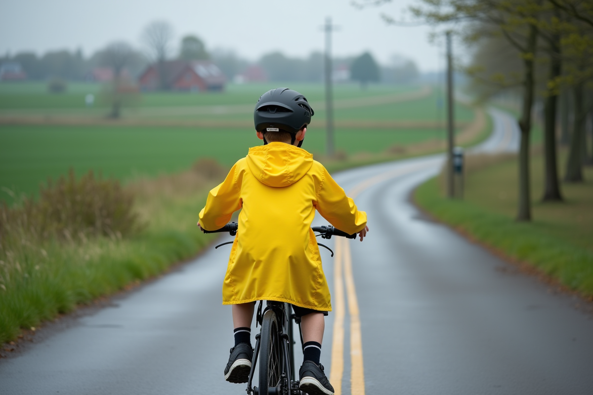 Adolescent en vélo dans la campagne néerlandaise