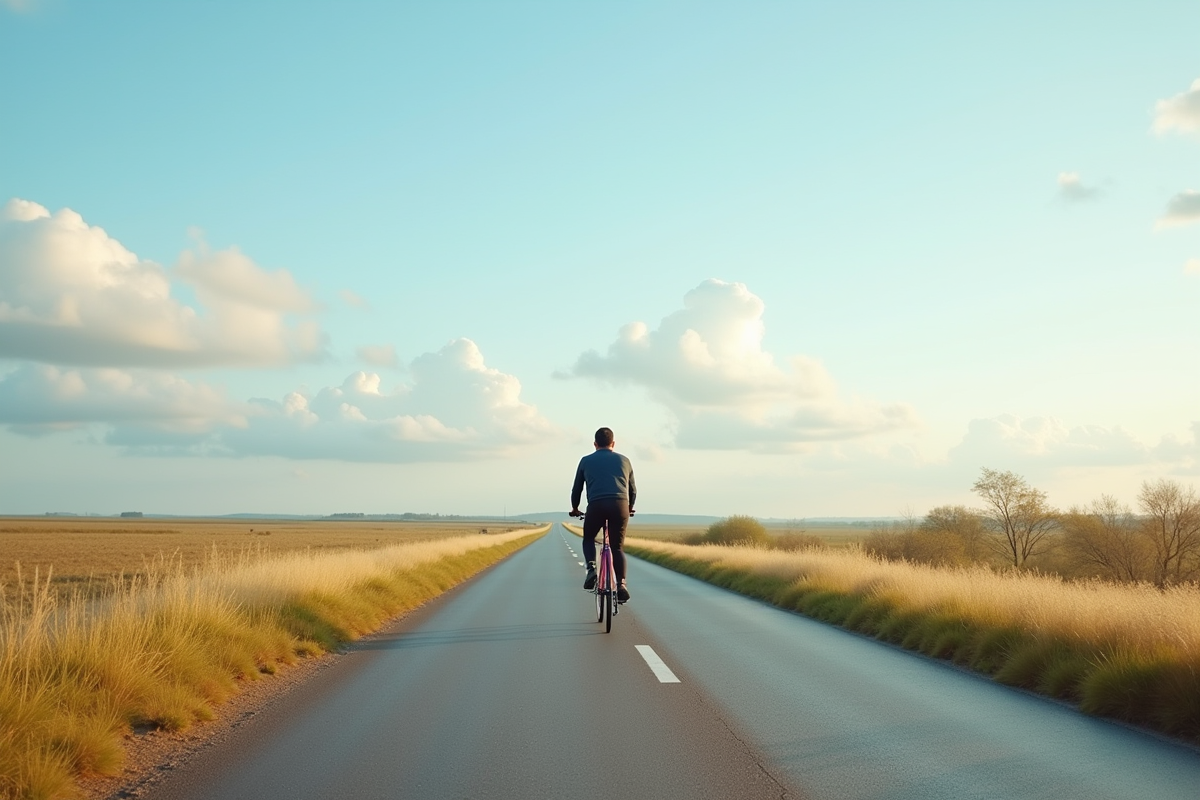 Personne à vélo sur une route en Danemark ensoleille