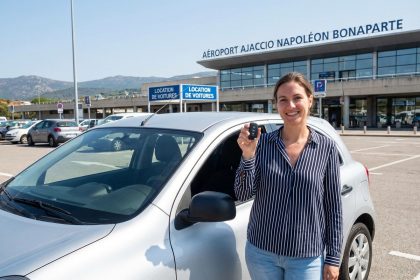 Femme souriante avec clé de voiture à Ajaccio