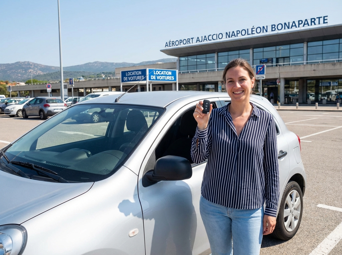 Femme souriante avec clé de voiture à Ajaccio