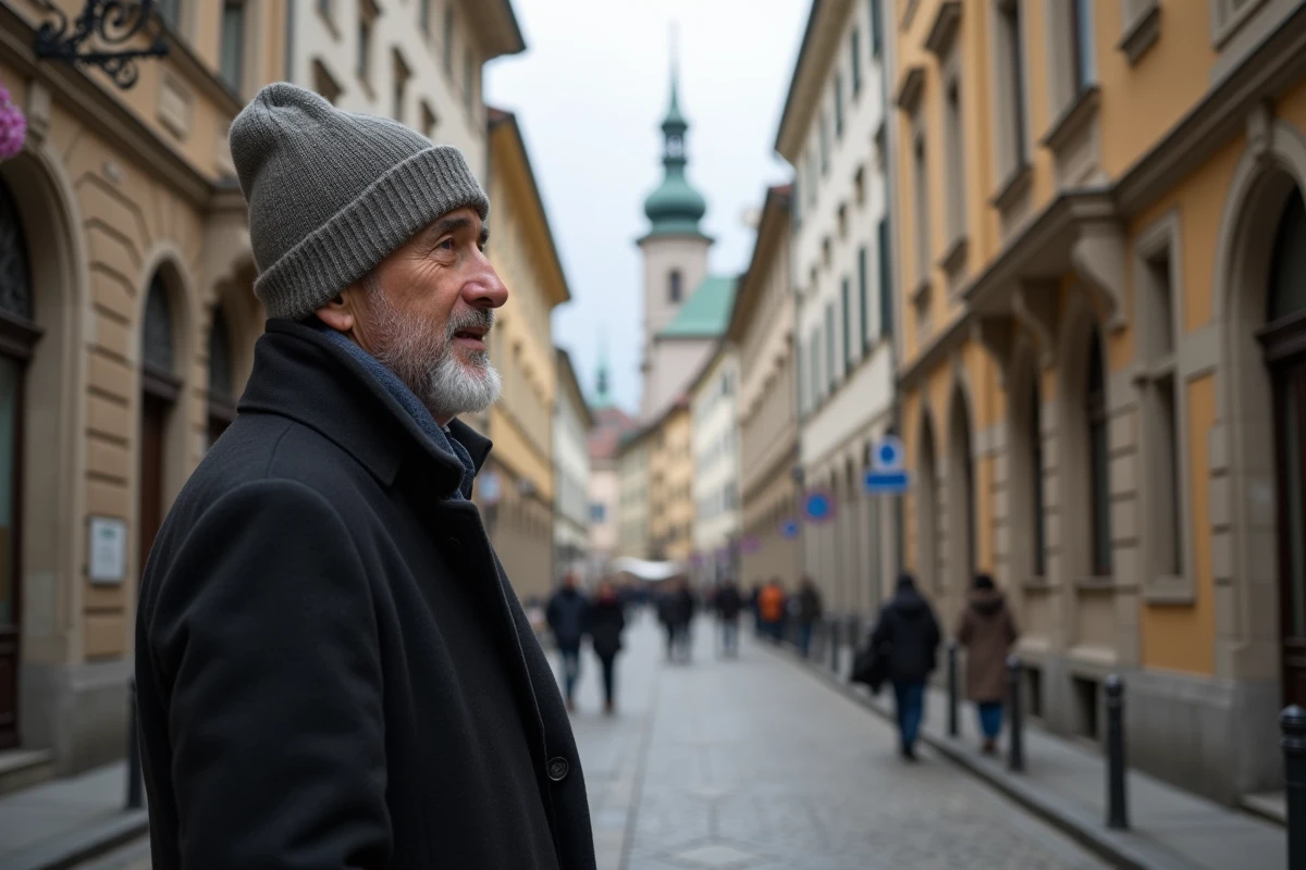 Homme admirant l architecture baroque à Salzbourg