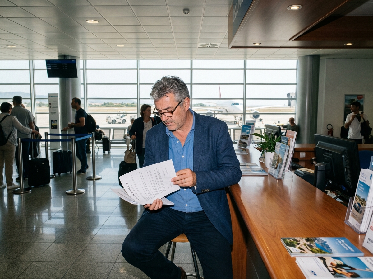 Homme vérifiant contrat de location à Ajaccio