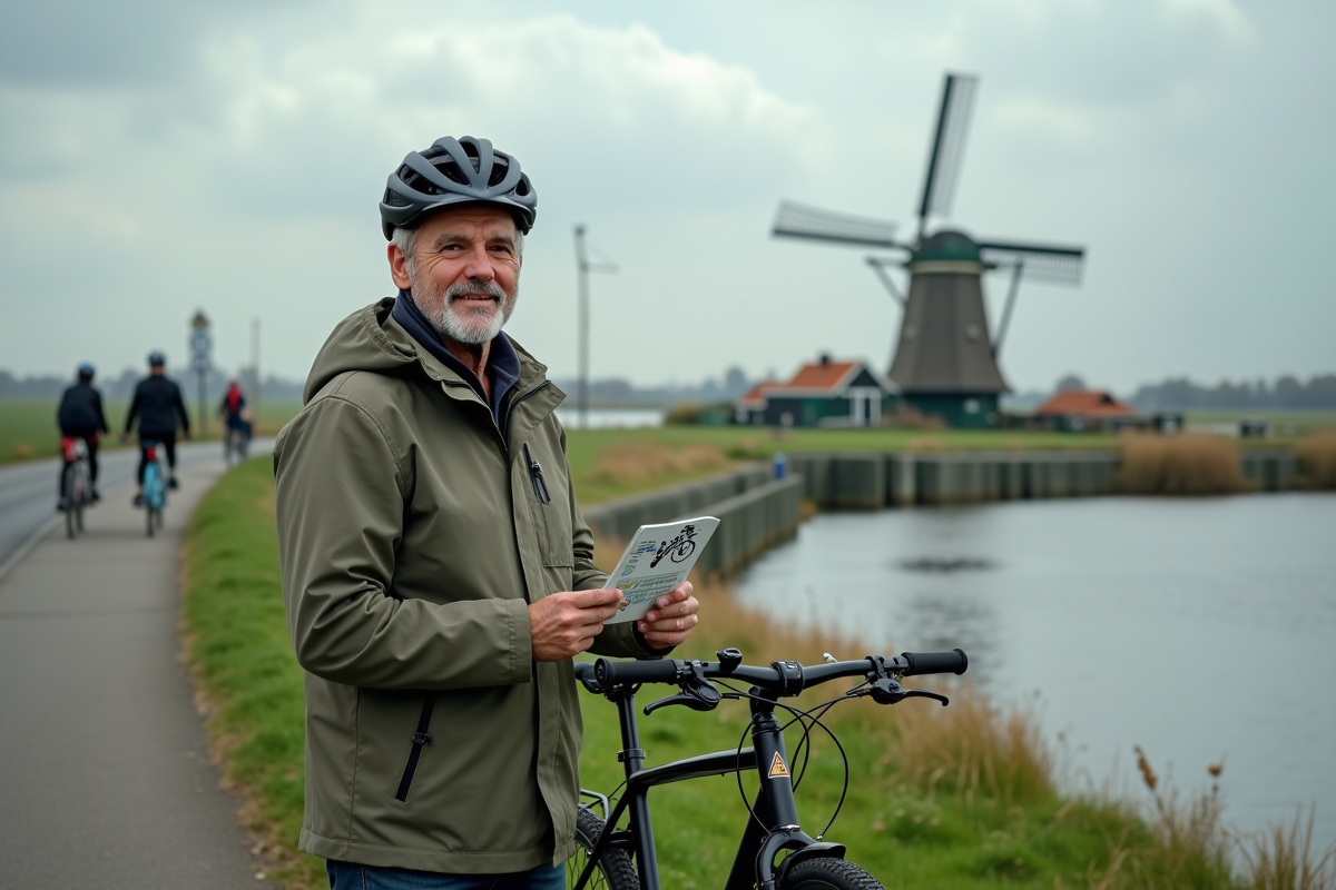 Homme néerlandais à vélo près d