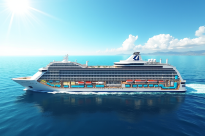 Paquebot moderne avec coupe du système de gestion des eaux