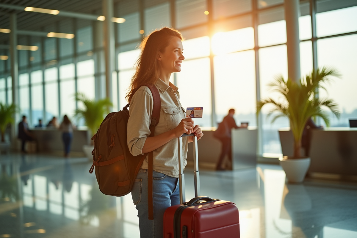 Voyageur souriant avec valises à l