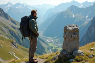 Hiker au sommet des Alpes avec vue panoramique