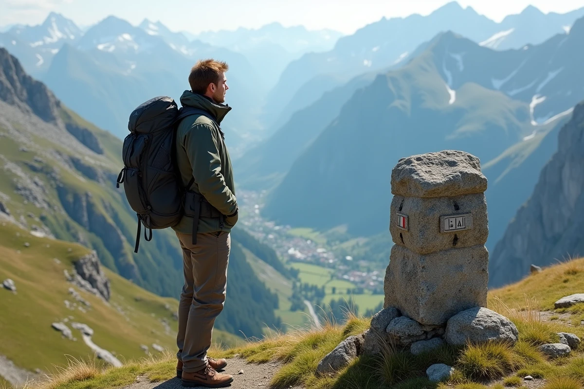 Hiker au sommet des Alpes avec vue panoramique