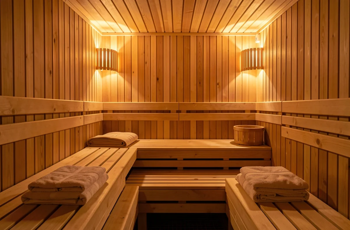 Zone sauna en bois d'un établissement thermal allemand